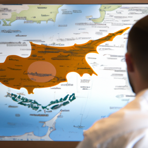 1. תמונה המתארת משקיע המתבונן במפה של קפריסין, המסמלת את תחילת מסע ההשקעה שלו.