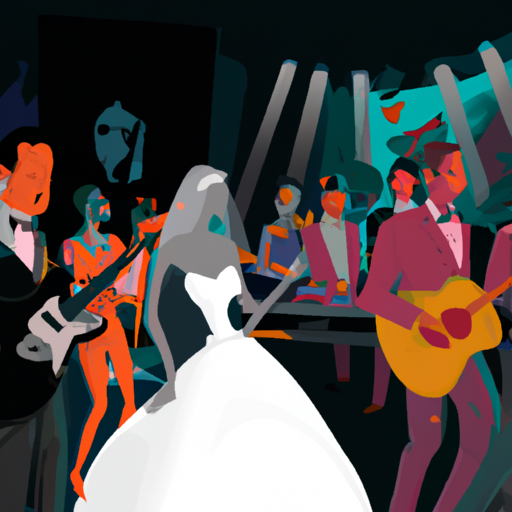 תמונה של להקה בהופעה חיה בחתונה, כשהקהל רוקד ונהנה מהמוזיקה.