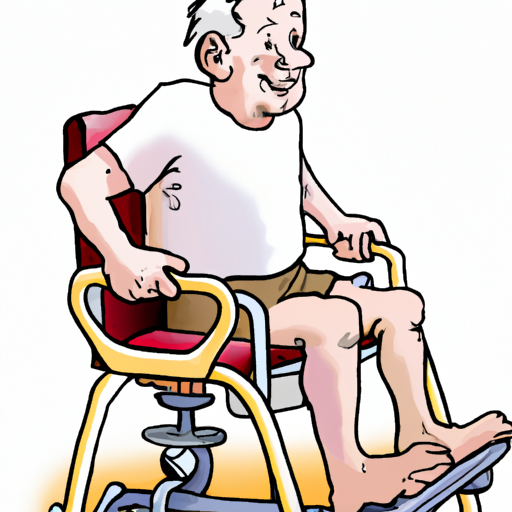 1. קשיש משתמש בבטחה בכיסא אמבטיה עם גלגלים.